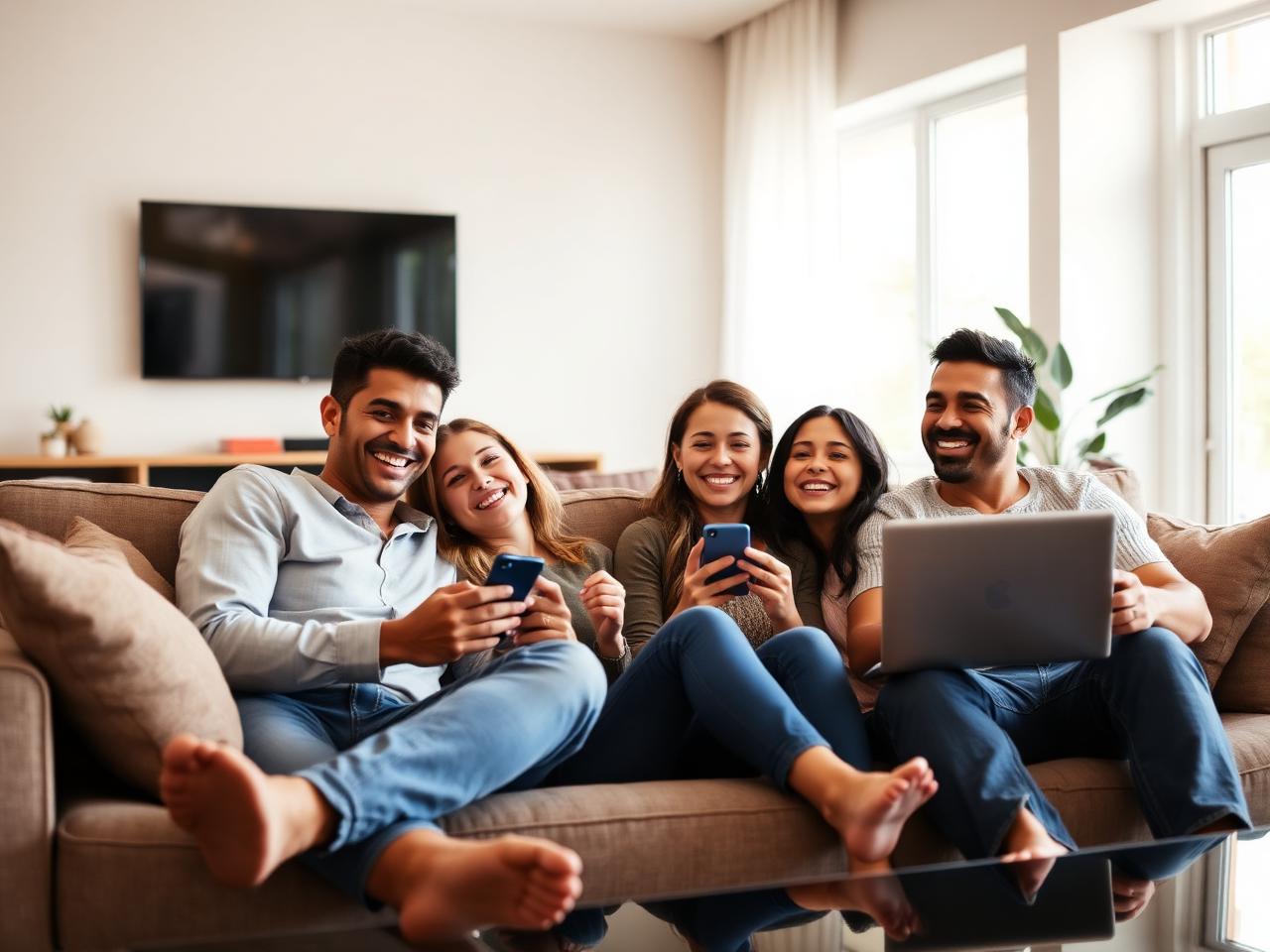 Family enjoying BroadBandLink at home